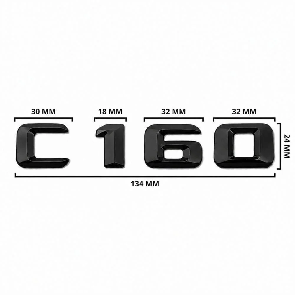 Emblema C160 color negro brillo para la parte trasera de Mercedes Benz Clase C C160