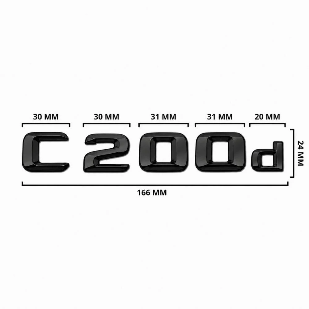 Emblema C200d color negro brillo para la parte trasera de Mercedes Benz Clase C C200d