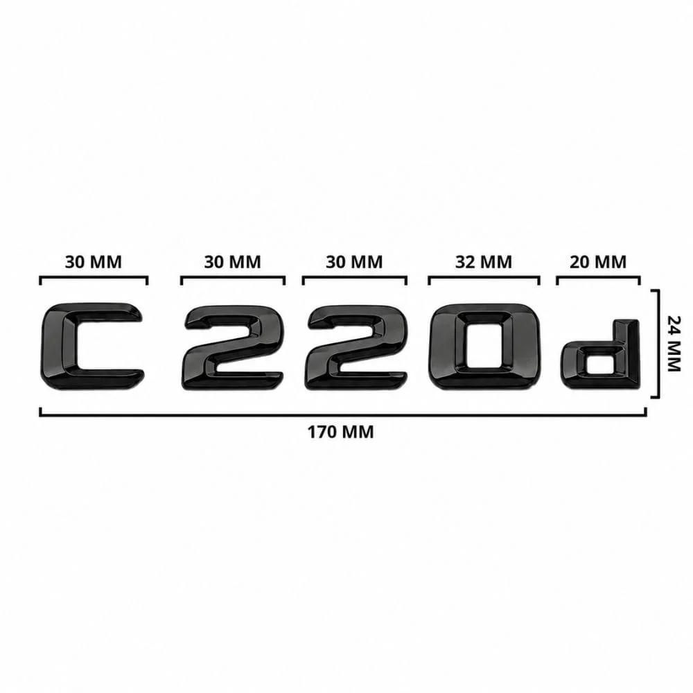 Emblema C220d color negro brillo para la parte trasera de Mercedes Benz Clase C C220d