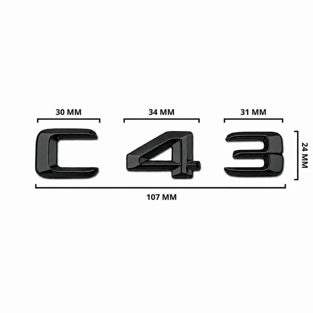 Emblema C43 color negro para la parte trasera de Mercedes Benz Clase C C43 AMG