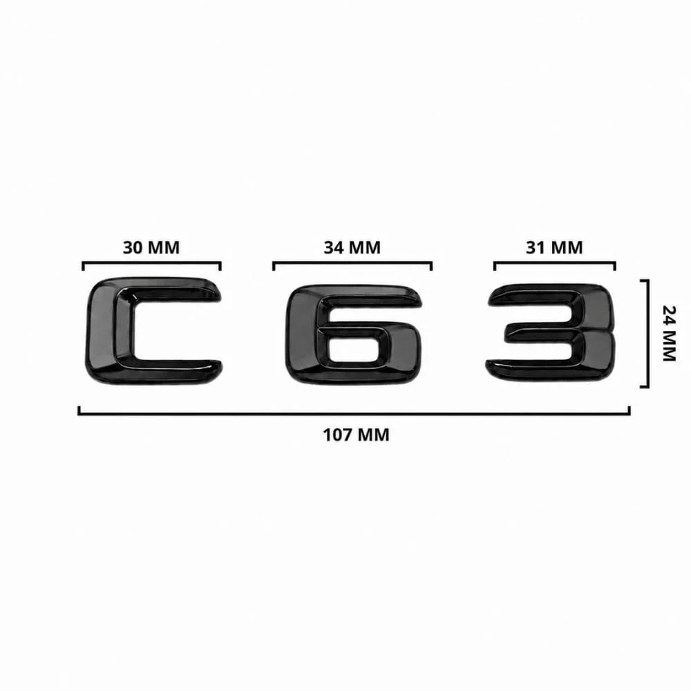 Emblema C63 color negro para la parte trasera de Mercedes Benz Clase C C63 AMG