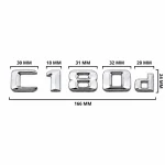Emblema C180d color cromado para la parte trasera de Mercedes Benz Clase C C180d