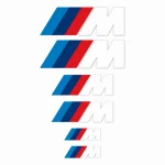 Vinilo adhesivo con logo M de BMW, bandera tricolor M y M blanca