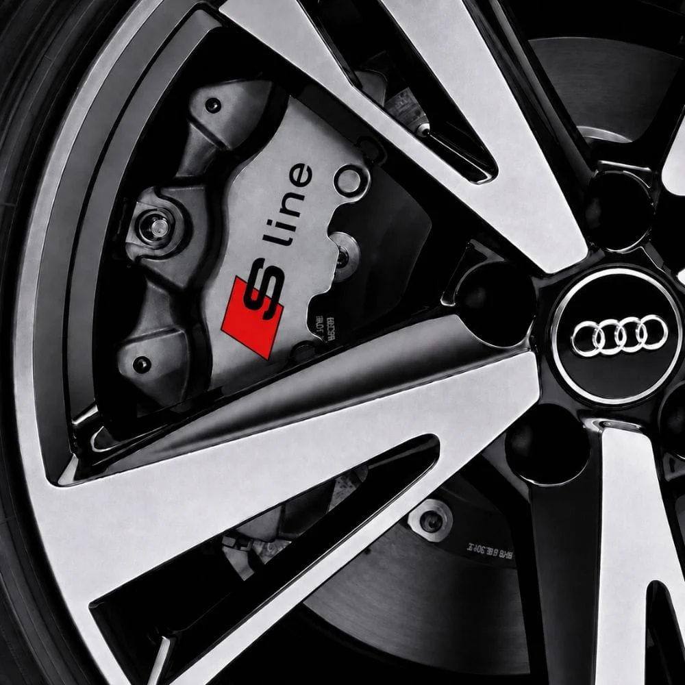 Vinilo adhesivo con logo S Line de Audi para pinzas de freno rojo con negro