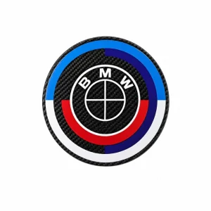 Emblema BMW 50 Aniversario negro con acabado de carbono de 47 MM para volante