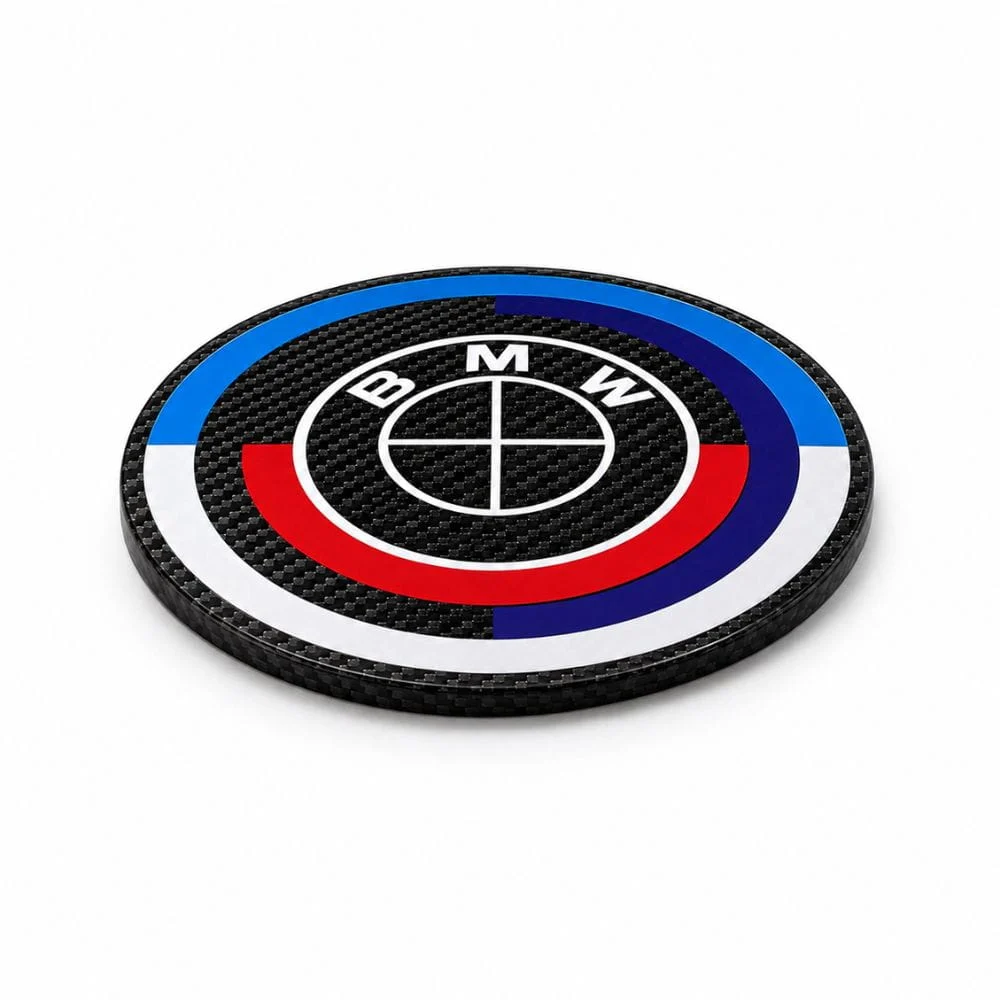 Emblema BMW 50 Aniversario negro con acabado de carbono de 47 MM para volante