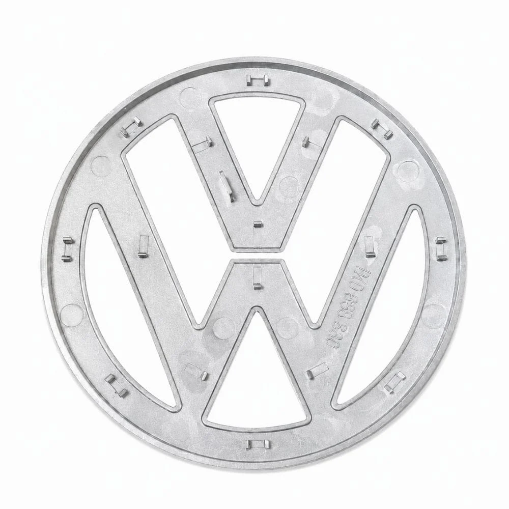 Emblema Volkswagen plateado para portón trasero con pestañas compatible con Golf V, EOS, Passat B6