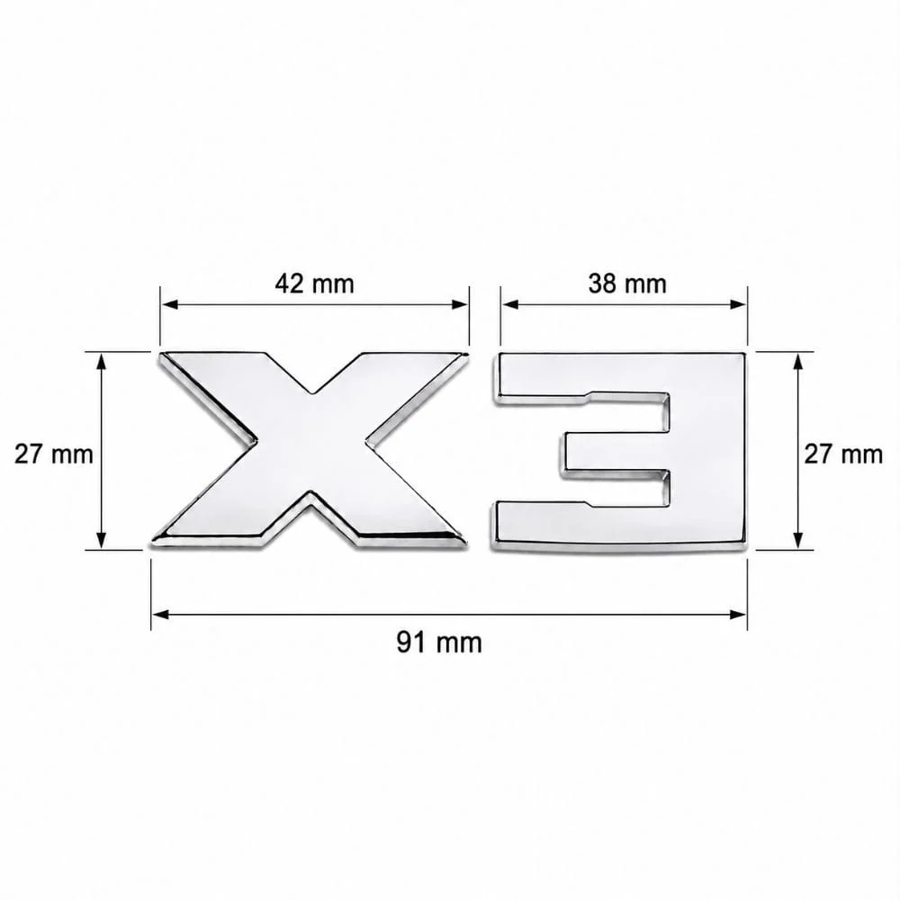 Emblema X3 cromado para portón trasero de BMW estilo M Lite