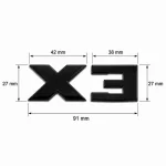 Emblema X3 negro para portón trasero de BMW estilo M Lite