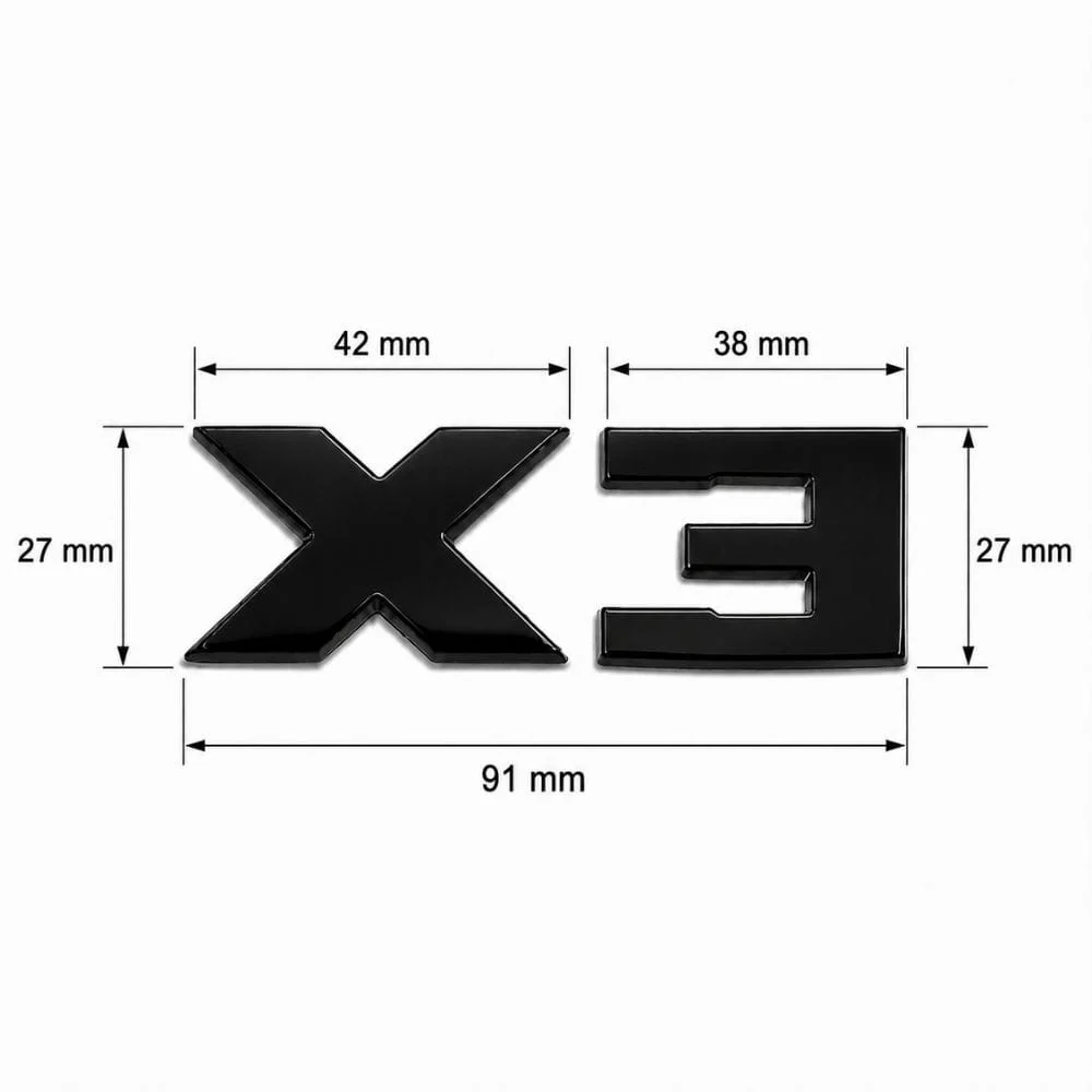 Emblema X3 negro para portón trasero de BMW estilo M Lite