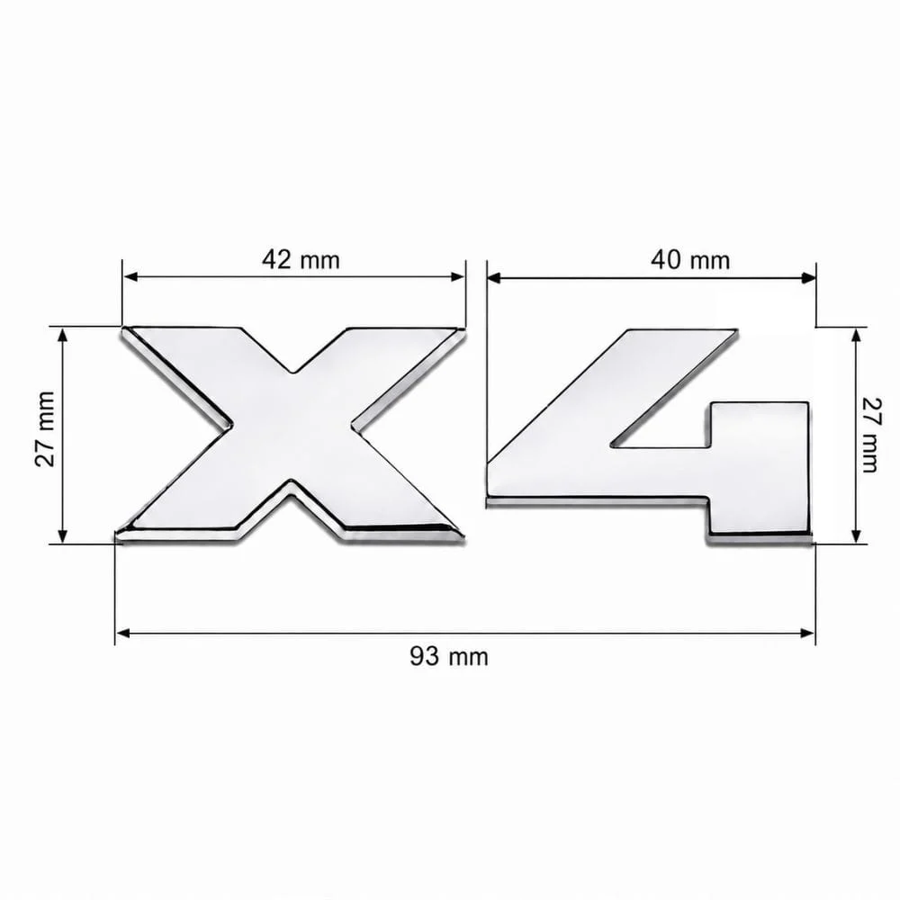 Emblema X4 cromado para portón trasero de BMW estilo M Lite