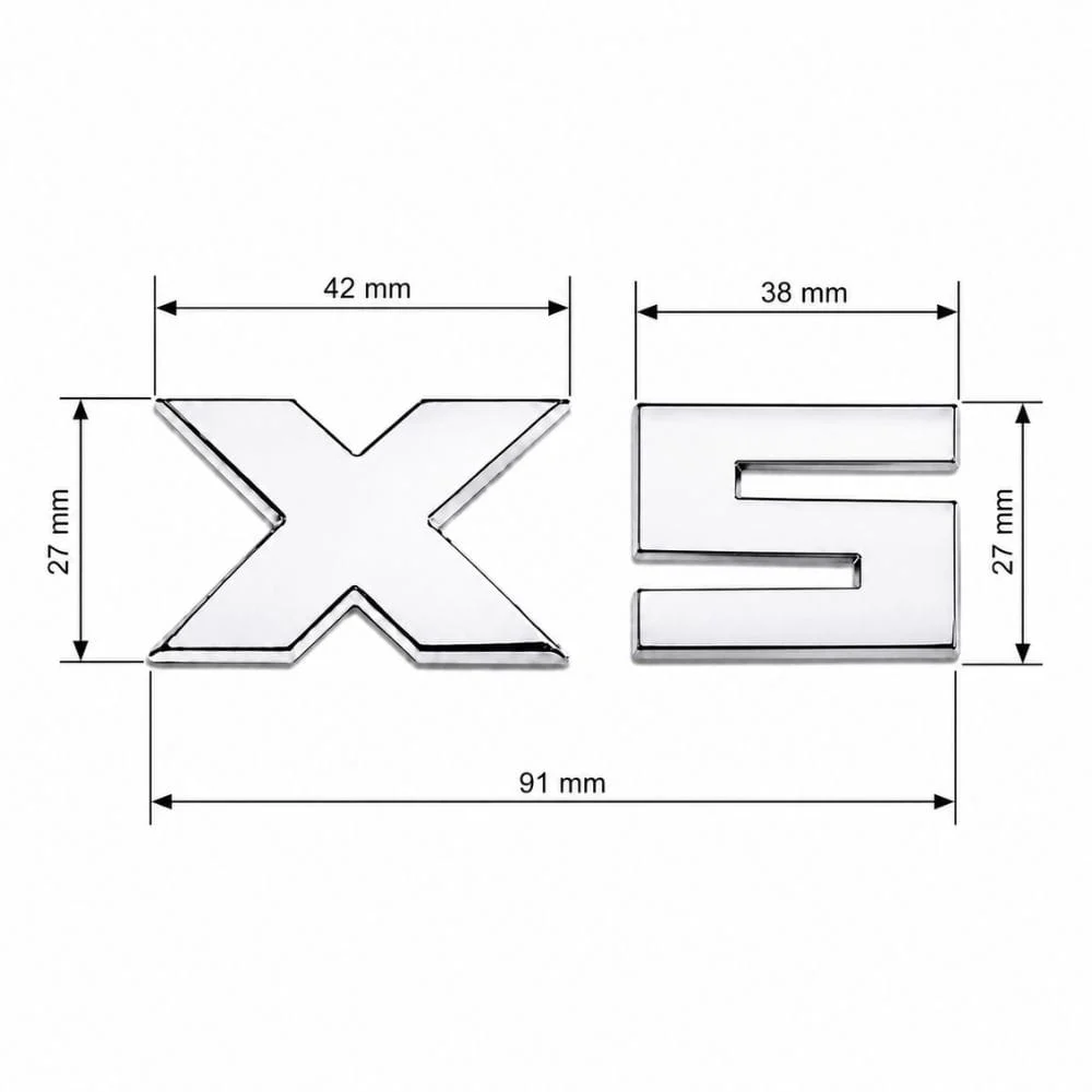 Emblema X5 cromado para portón trasero de BMW estilo M Lite