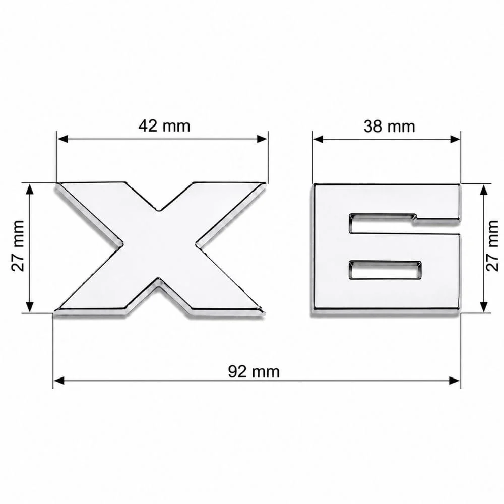 Emblema X6 cromado para portón trasero de BMW estilo M Lite
