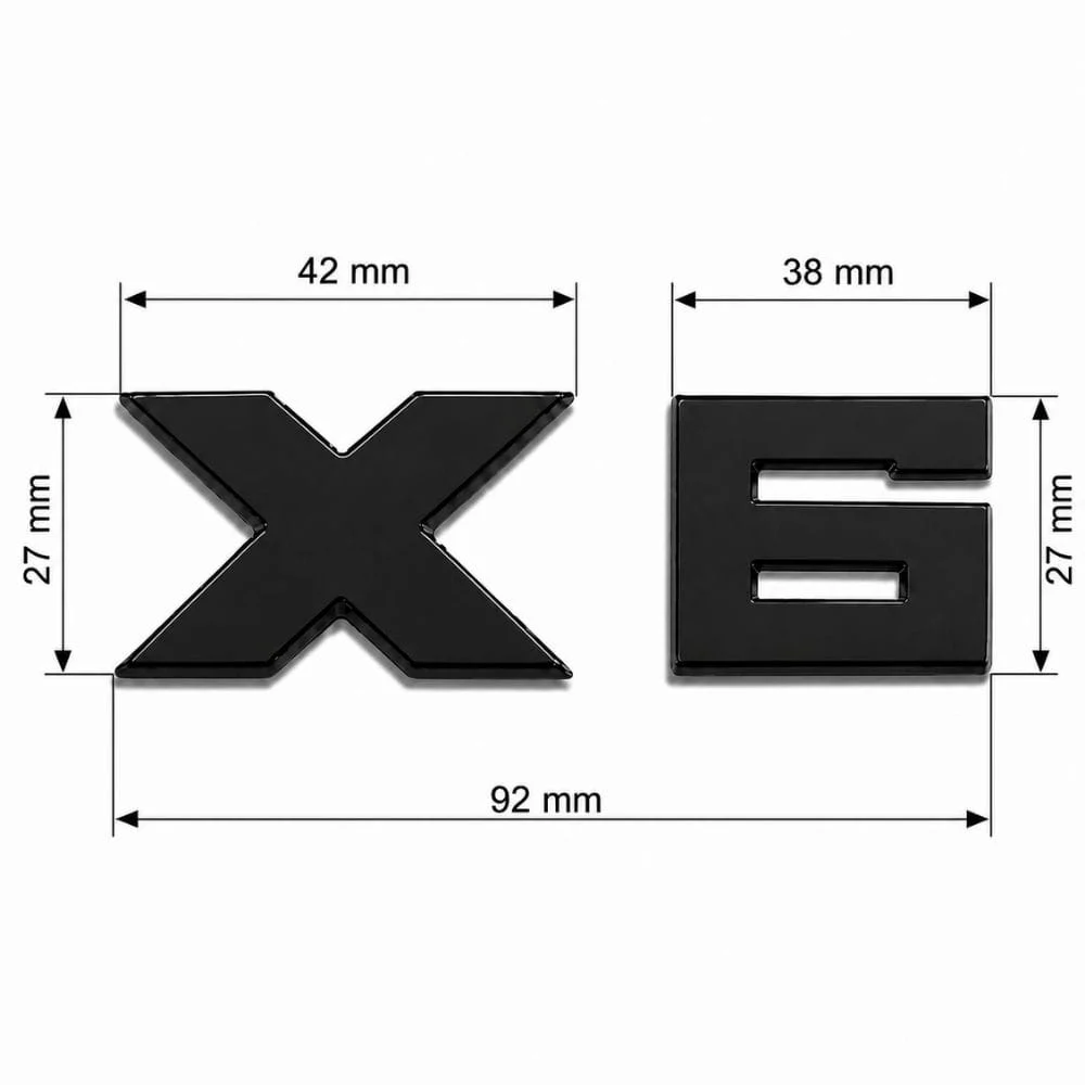 Emblema X6 negro para portón trasero de BMW estilo M Lite
