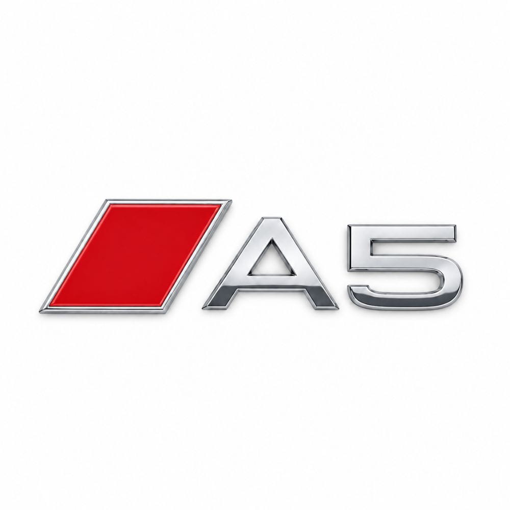 Insignia A5 cromada con recuadro rojo estilo S Line para portón trasero