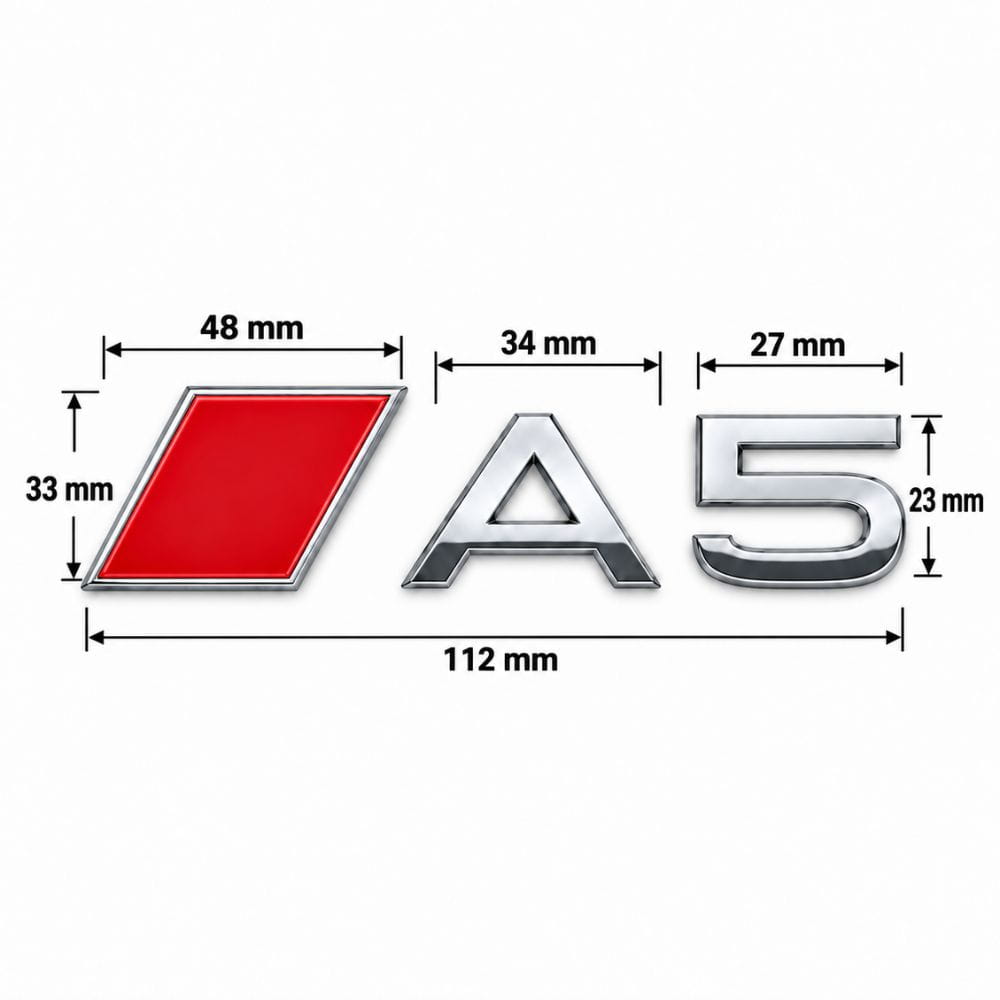 Insignia A5 cromada con recuadro rojo estilo S Line para portón trasero