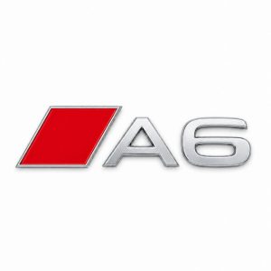 Insignia A6 cromada con recuadro rojo estilo S Line para portón trasero