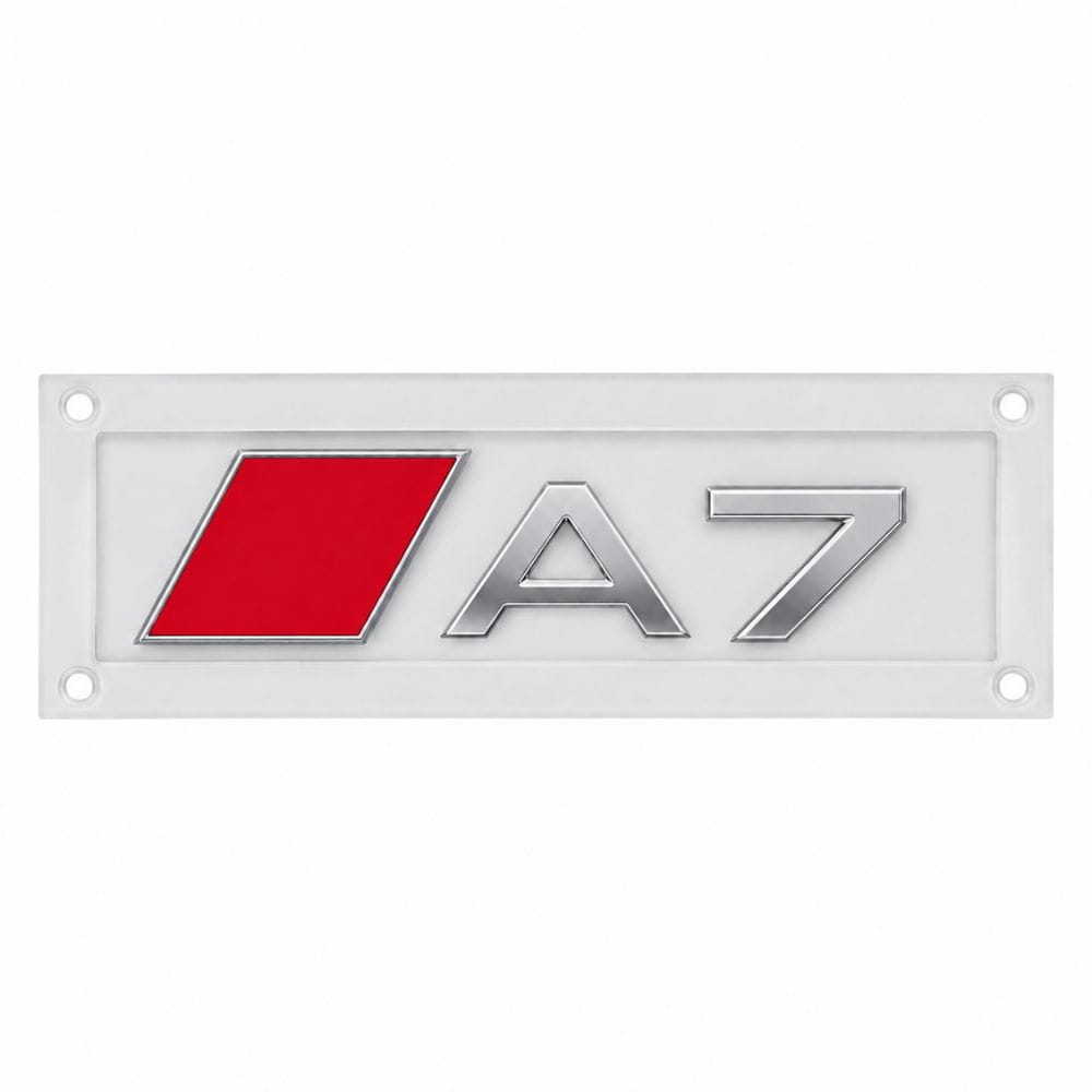 Insignia A7 cromada con recuadro rojo estilo S Line para portón trasero