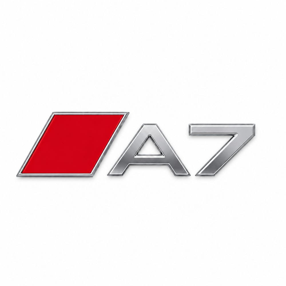 Insignia A7 cromada con recuadro rojo estilo S Line para portón trasero