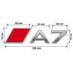 Insignia A7 cromada con recuadro rojo estilo S Line para portón trasero