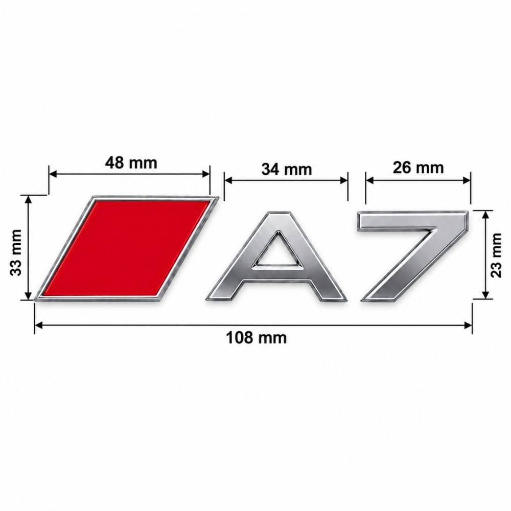 Insignia A7 cromada con recuadro rojo estilo S Line para portón trasero