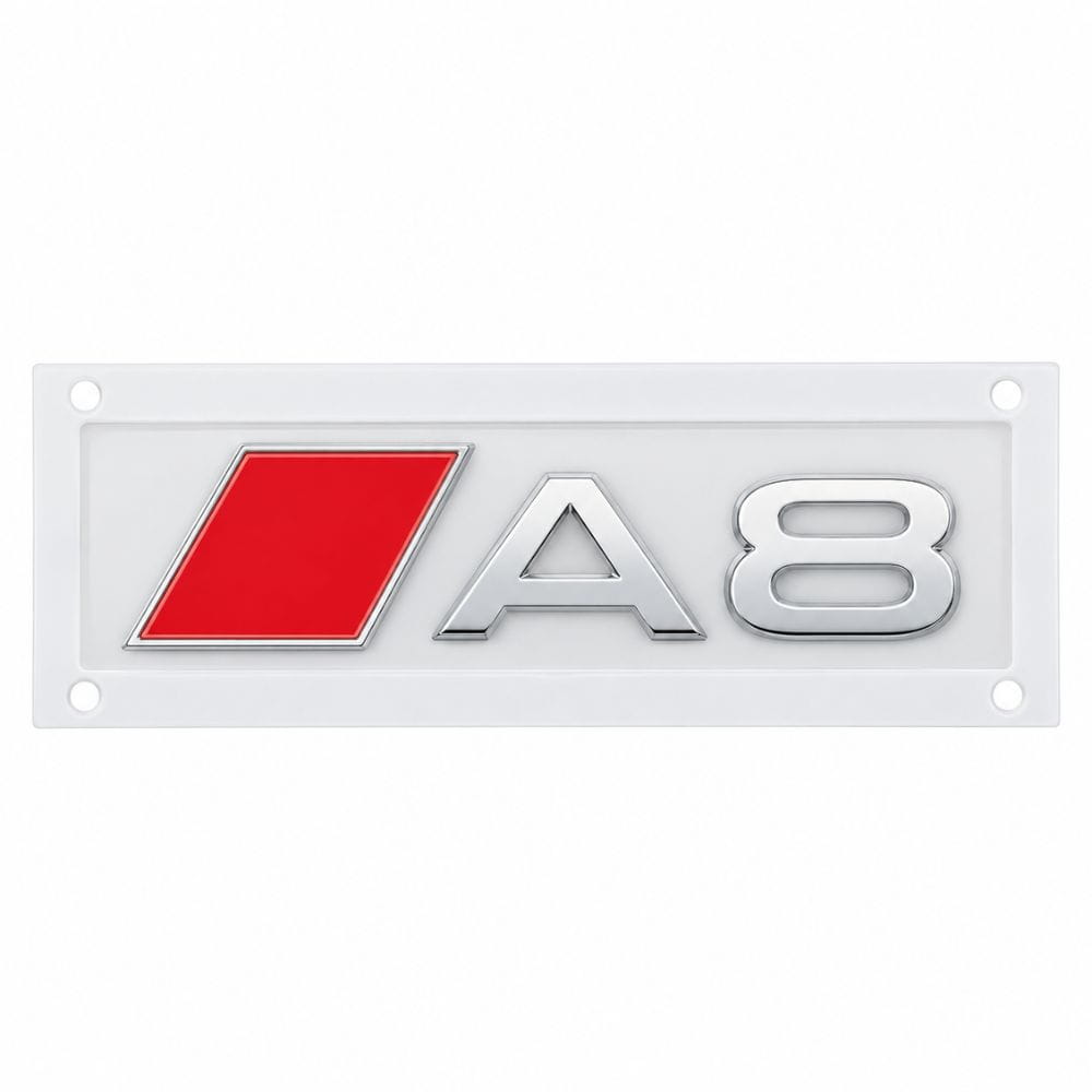 Insignia A8 cromada con recuadro rojo estilo S Line para portón trasero