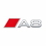 Insignia A8 cromada con recuadro rojo estilo S Line para portón trasero