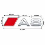 Insignia A8 cromada con recuadro rojo estilo S Line para portón trasero