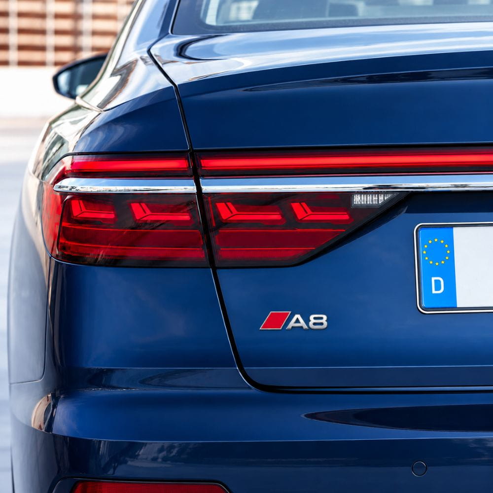 Insignia A8 cromada con recuadro rojo estilo S Line para portón trasero