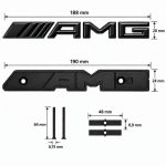 Emblema AMG negro brillo con tornillos para parrilla tipo rejilla de Mercedes Benz
