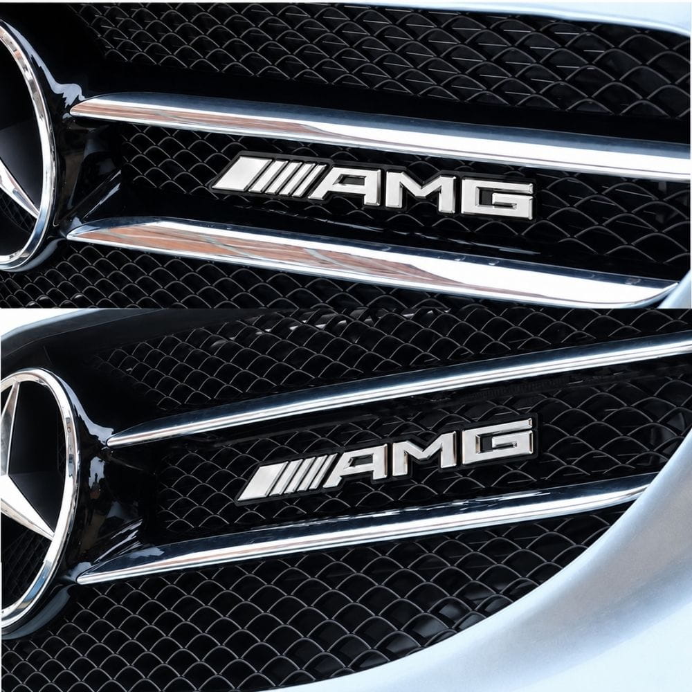 Emblema AMG cromado con tornillos para parrilla tipo rejilla de Mercedes Benz