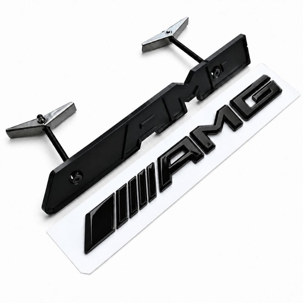 Emblema AMG negro brillo con tornillos para parrilla tipo rejilla de Mercedes Benz