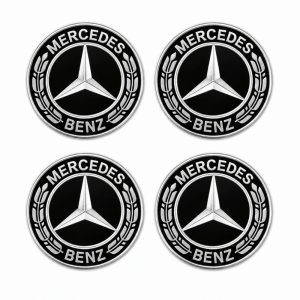 Adhesivos Mercedes con diseño de laurel negro de 65 mm para llantas Mercedes Benz