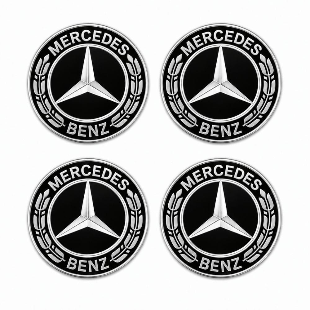 Adhesivos Mercedes con diseño de laurel negro de 65 mm para llantas Mercedes Benz