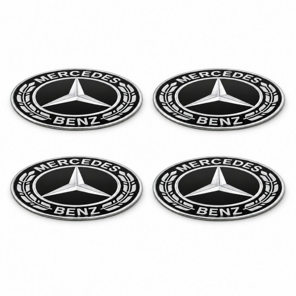 Adhesivos Mercedes con diseño de laurel negro de 65 mm para llantas Mercedes Benz