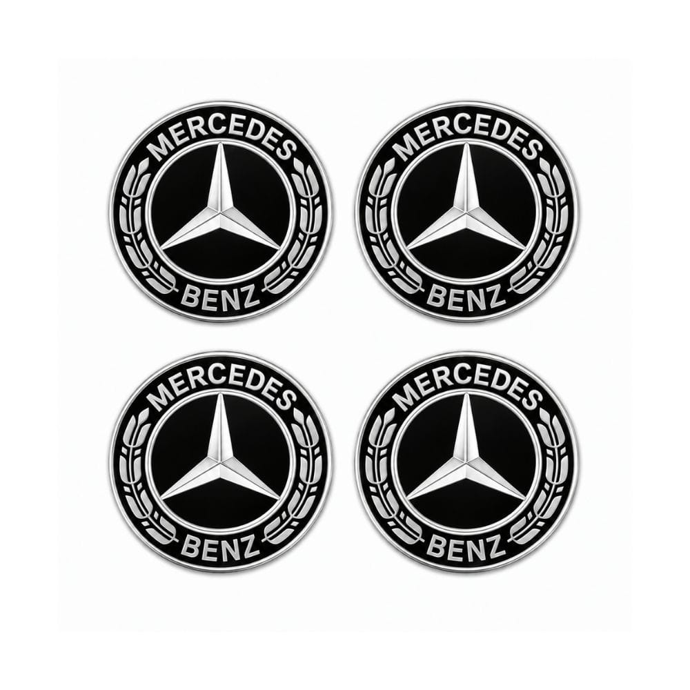 Adhesivos Mercedes con diseño de laurel negro de 60 mm para llantas Mercedes Benz