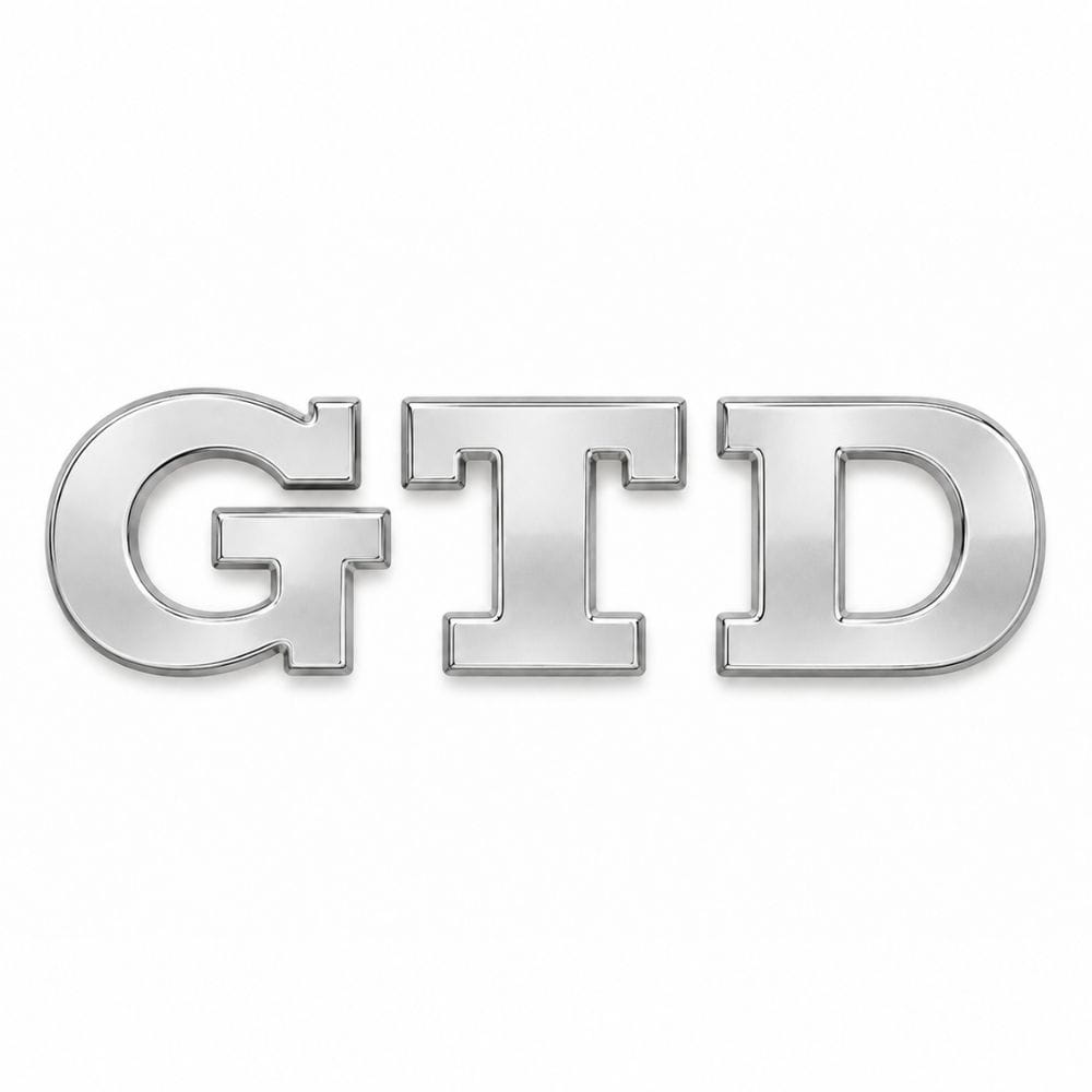 Emblema metálico GTD cromado para portón trasero de Golf VI y VII con relieve
