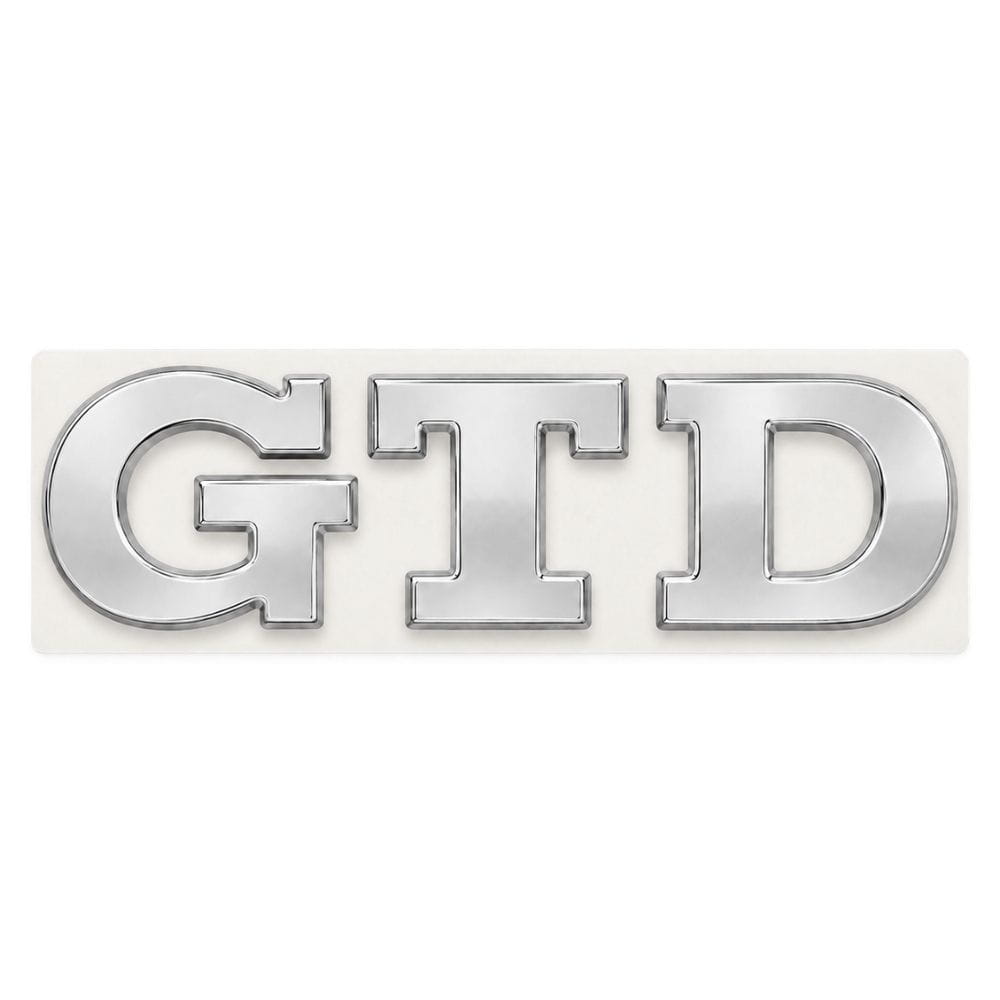Emblema metálico GTD cromado para portón trasero de Golf VI y VII con relieve