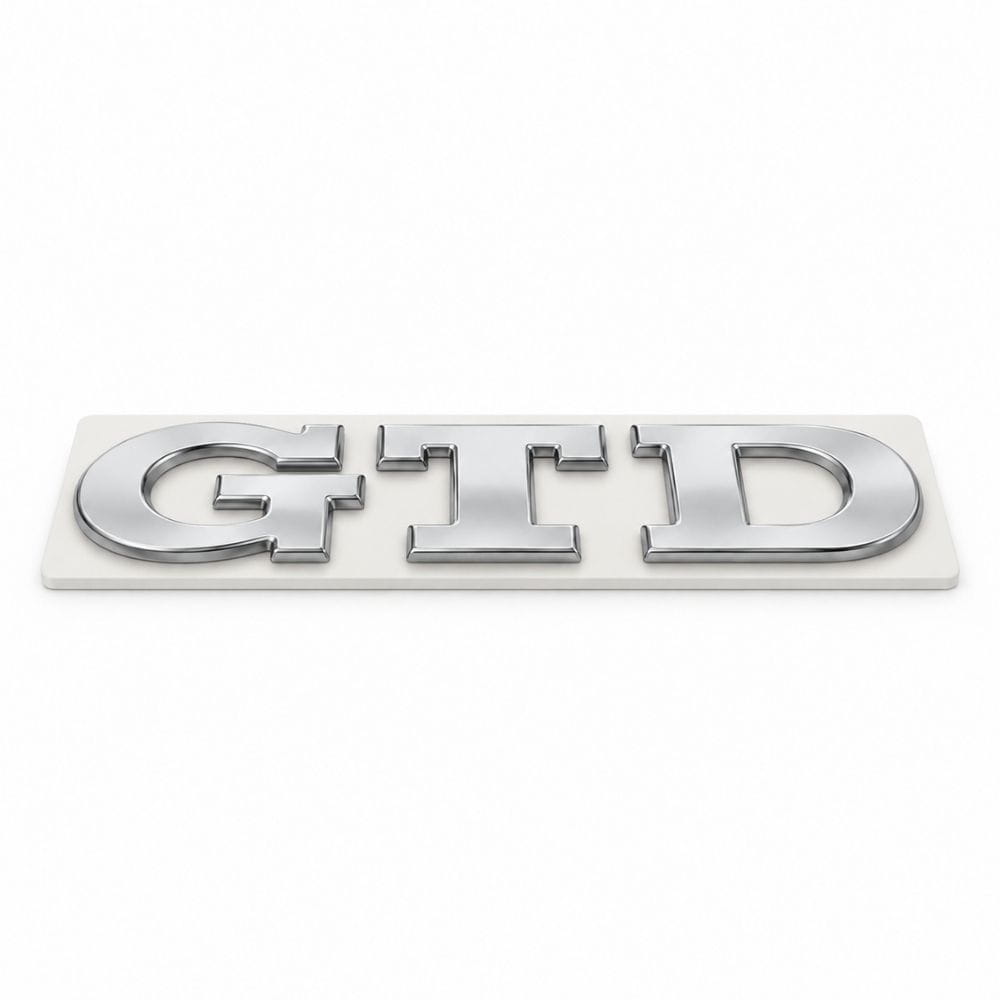 Emblema metálico GTD cromado para portón trasero de Golf VI y VII con relieve