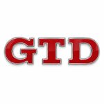 Emblema metálico GTD rojo con borde cromado para portón trasero de Golf VI y VII con relieve