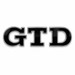 Emblema metálico GTD negro con borde cromado para portón trasero de Golf VI y VII con relieve