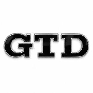 Emblema metálico GTD negro con borde cromado para portón trasero de Golf VI y VII con relieve