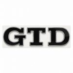 Emblema metálico GTD negro con borde cromado para portón trasero de Golf VI y VII con relieve
