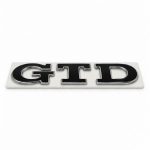 Emblema metálico GTD negro con borde cromado para portón trasero de Golf VI y VII con relieve