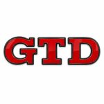 Emblema metálico GTD rojo con borde negro para portón trasero de Golf VI y VII con relieve