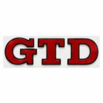 Emblema metálico GTD rojo con borde negro para portón trasero de Golf VI y VII con relieve