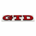 Emblema metálico GTD rojo con borde negro para portón trasero de Golf VI y VII con relieve