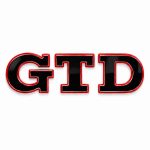 Emblema metálico GTD negro con borde rojo para portón trasero de Golf VI y VII con relieve
