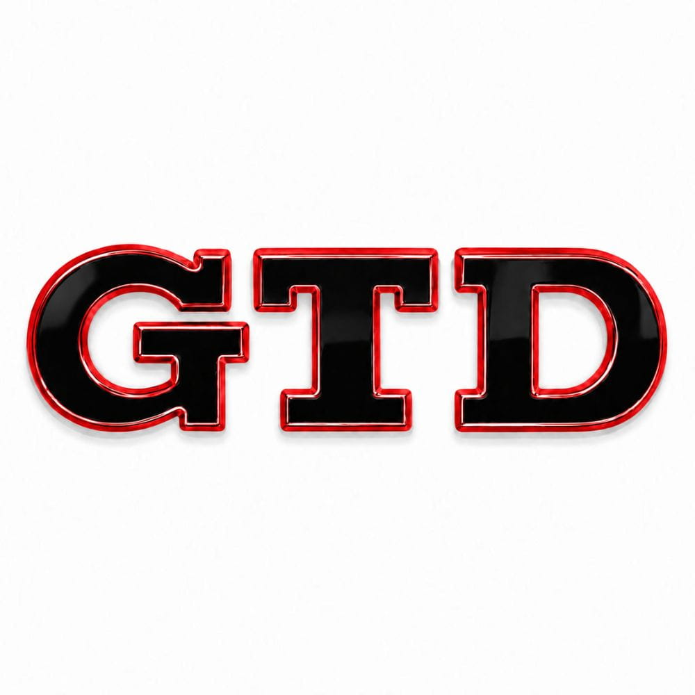 Emblema metálico GTD negro con borde rojo para portón trasero de Golf VI y VII con relieve