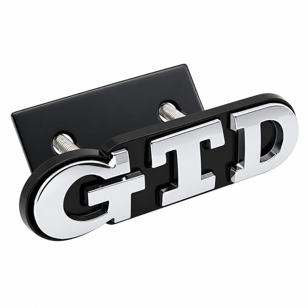 Emblema metálico GTD cromado para parrilla de Golf VI y VII con relieve